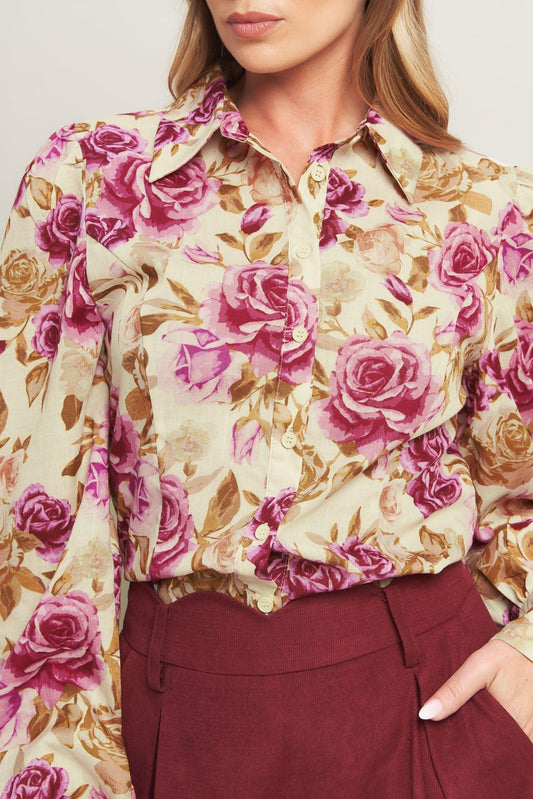 Parisian Rose Dream Woven Top in ivory, view 9 — Soul Flow Apparel