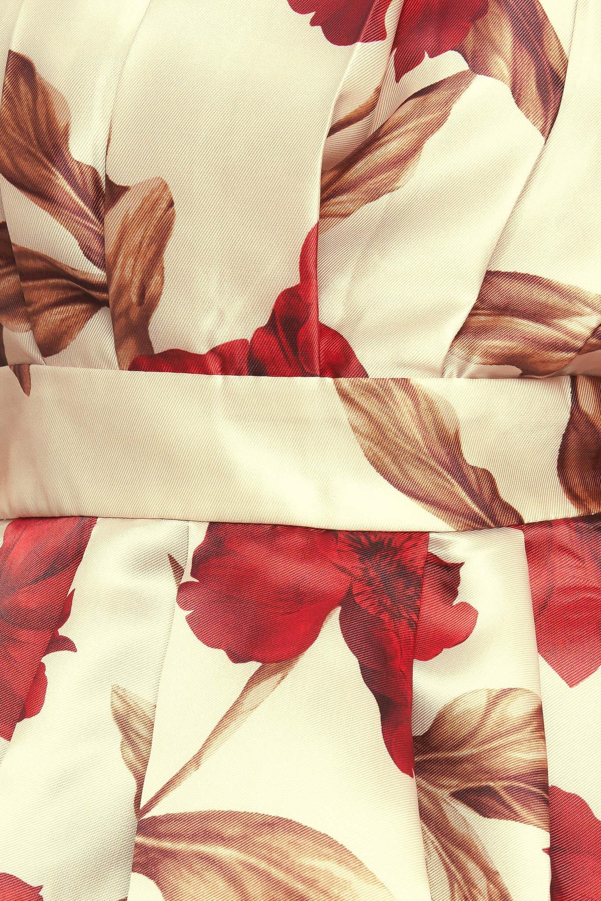 Holiday Blossom Woven Top in beige red, fabric swatch — Soul Flow Apparel