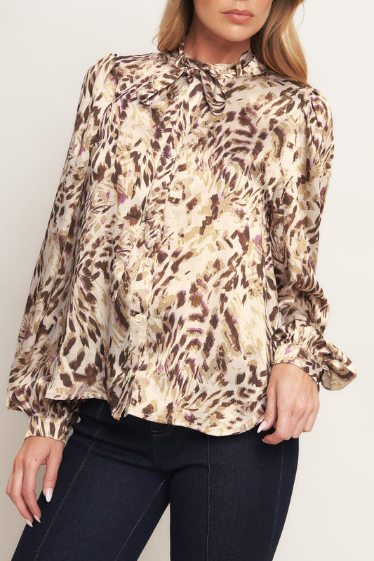 Wild Chic Cream Woven Top, view 7 — Soul Flow Apparel