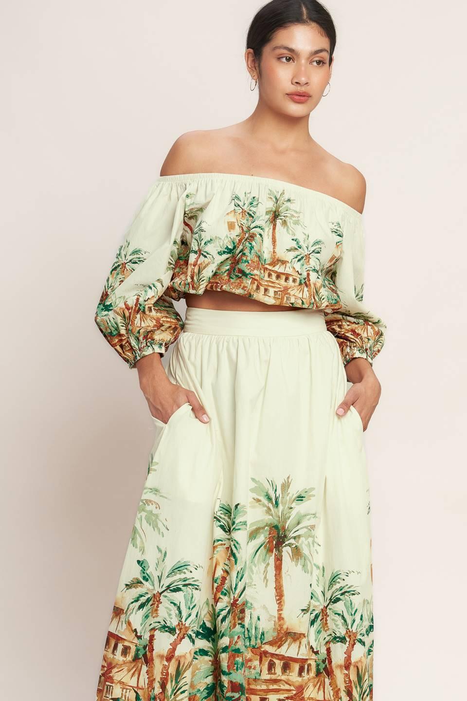 Island Time Only Woven Crop Top in ivory, view 6 — Soul Flow Apparel