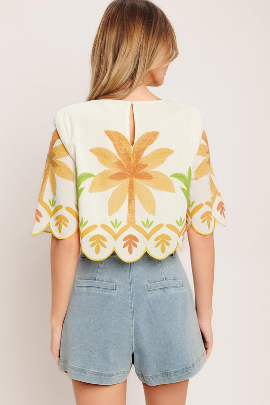Vintage Island Woven Crop Top in ivory, view 8 — Soul Flow Apparel
