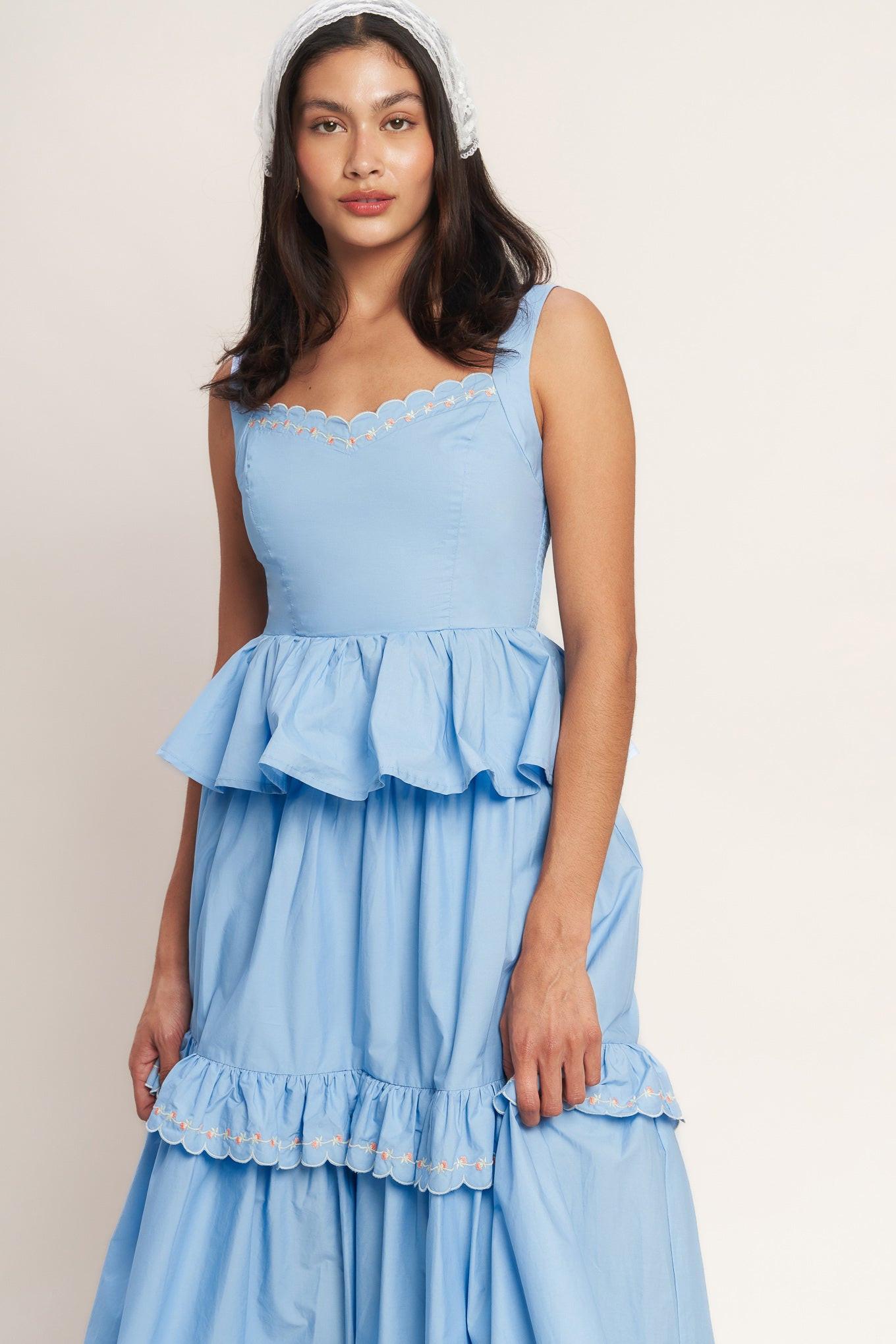 You’re Going to Love Woven Top in light blue, view 1 — Soul Flow Apparel