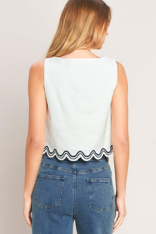 Urban Wave Woven Top in off-white, view 6 — Soul Flow Apparel