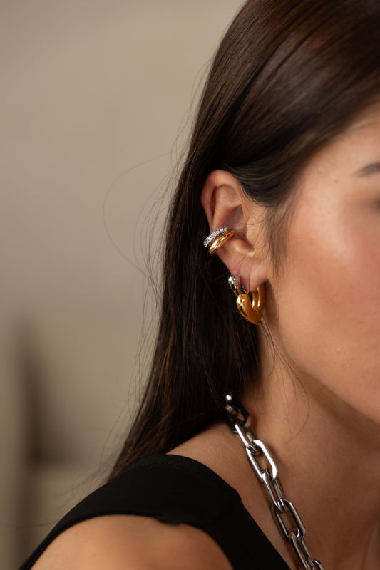 Kaia Huggie Set in towtoneearcuff — Soul Flow Apparel