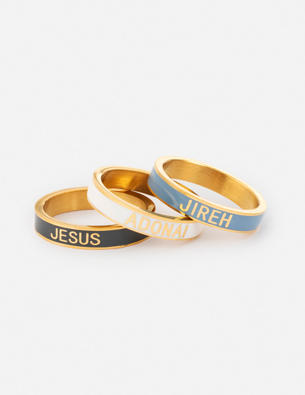 Names of God Enamel Ring Set – Christian Ring