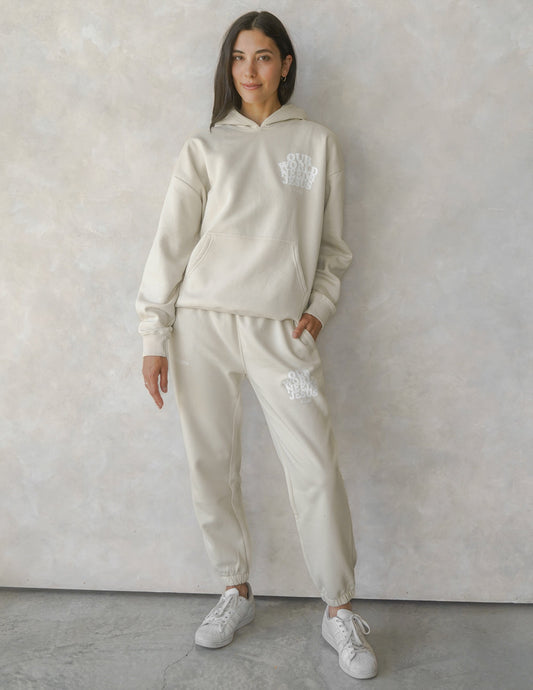 Our World Needs Jesus Beige Unisex Sweatpant – Christian Sweatpant
