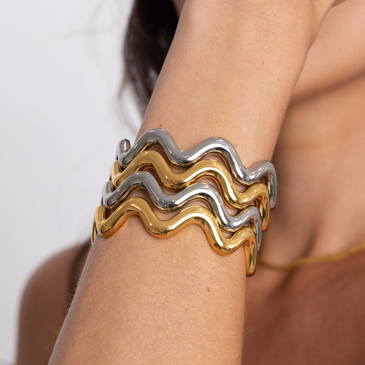 Michelle Wavy Cuff in shoot, view 15291 — Soul Flow Apparel
