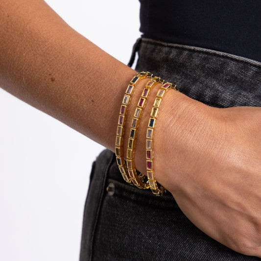 Lainey Rainbow Tennis Bracelet in shoot, view 15344 — Soul Flow Apparel