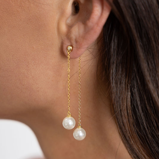 Xana Double Pearl Dangle in shoot, view 15421 — Soul Flow Apparel