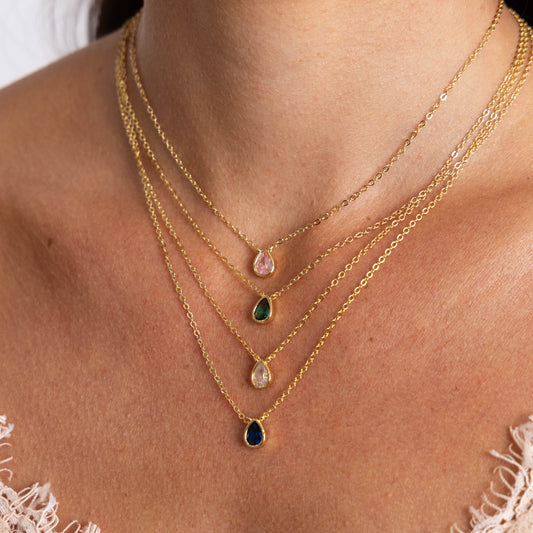 Ines Raindrop Necklace Pink in shoot, view 15443 — Soul Flow Apparel
