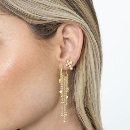 Mini Pearl Cross Studs, view 11535 — Soul Flow Apparel