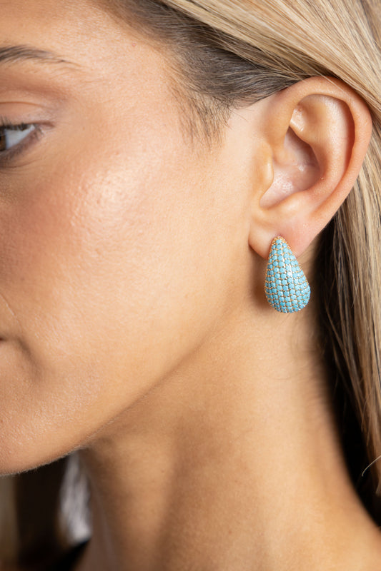 Celine Cz Raindrop Earring Turquoise in product, view 14284 — Soul Flow Apparel