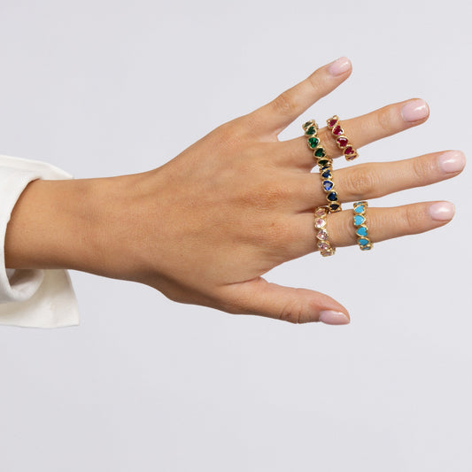 Bezel Heart Ring Emerald in product, view 14721 — Soul Flow Apparel