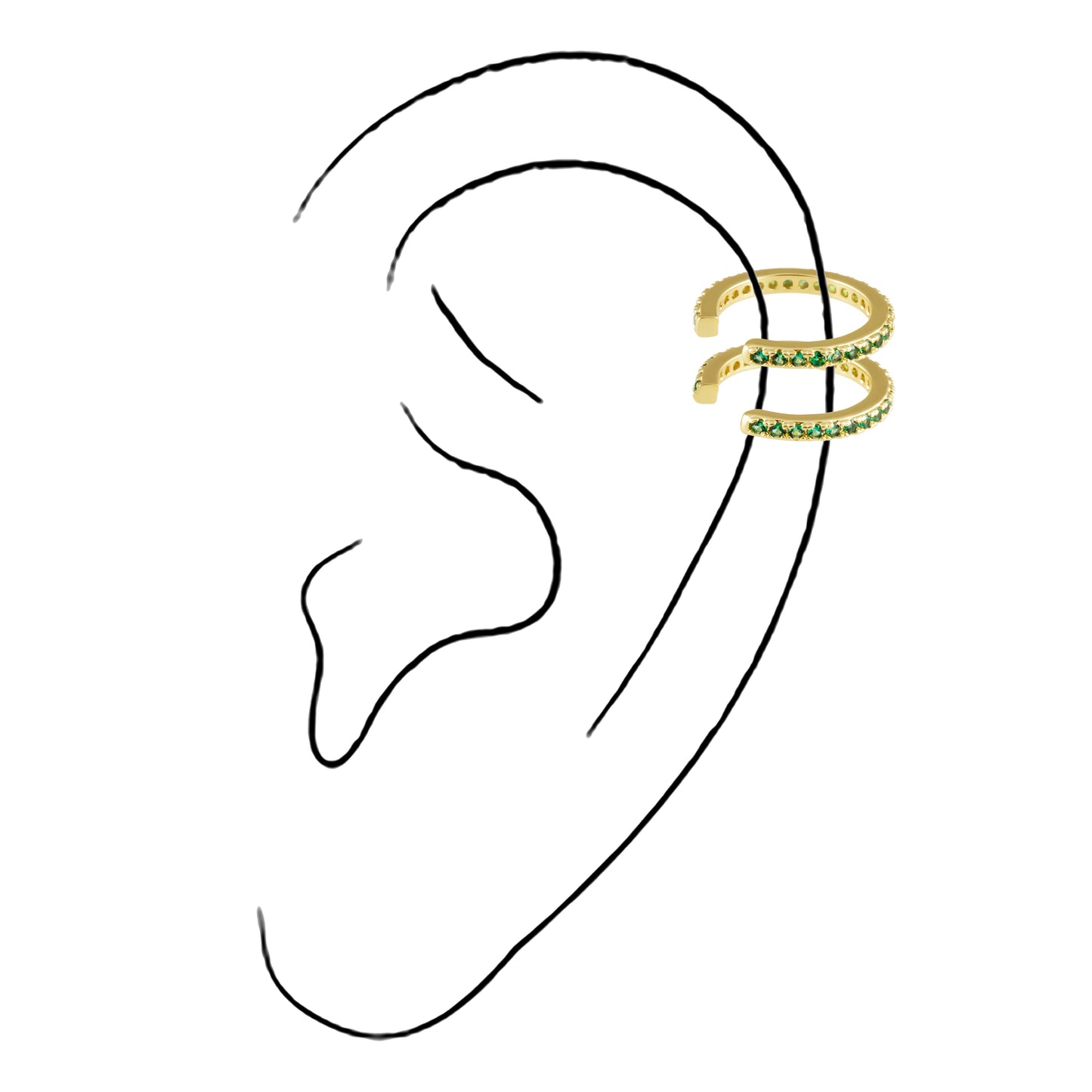 Sparkle Pave Ear Cuff - Emerald — Soul Flow Apparel