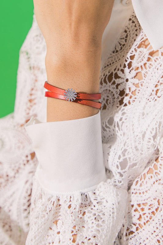 Daisy Never Take Off Leather Bracelet Made in Korea with Metal Accents — Soul Flow Apparel