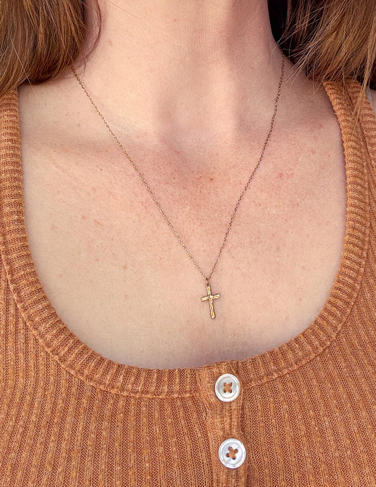Textured Cross Necklace – Christian Necklace
