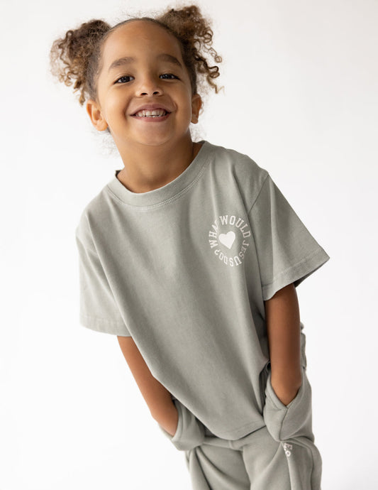 WWJD Varsity Kids Tee – Christian Kids T-Shirt