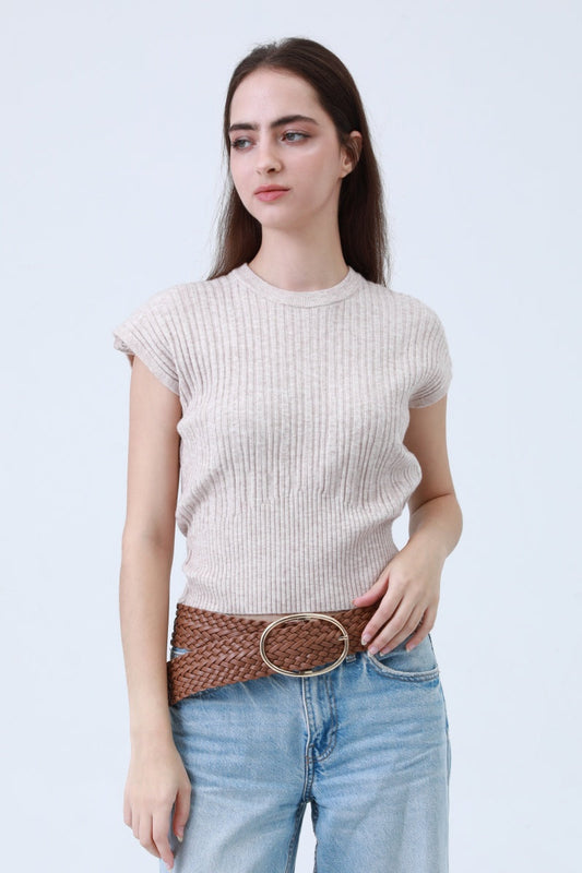 Wide Braided Belt – Gold Oval Buckle Statement Piece Leto Collection
