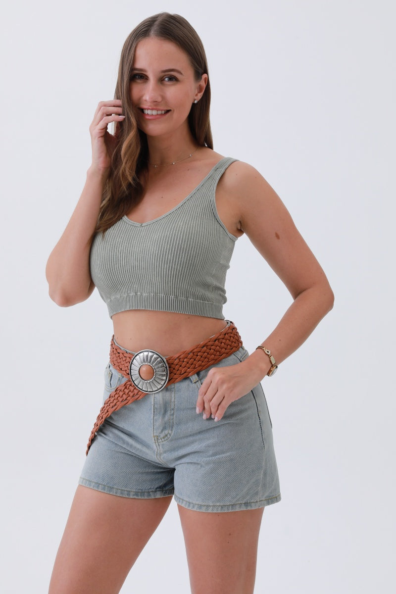 Stone-Embedded Round Buckle Bohemian Wide Belt – Vintage Elegance🌿💎 Leto Collection
