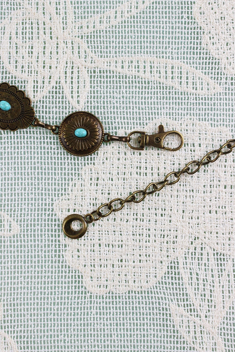 Bohemian Turquoise Waist Chain – Geometric Link Belt💎 Leto Collection