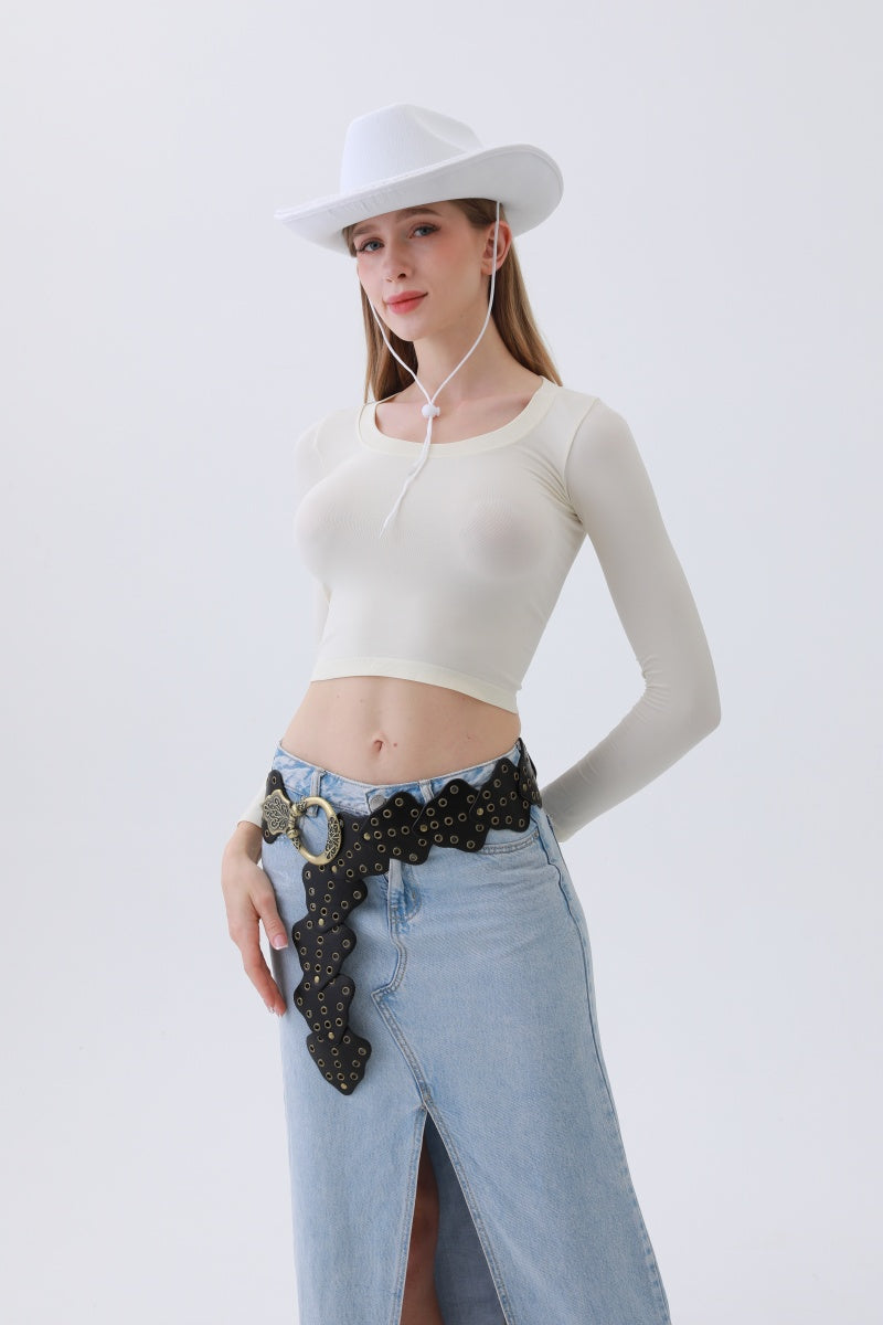 Vintage Leaf Stud Belt – Adjustable Bohemian Waist Cincher🌿✨ Leto Collection