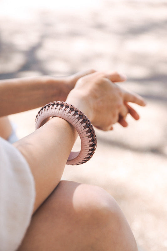 Braided Bamboo and Fabric Bangle Leto Collection