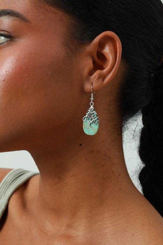 Ethnic Openwork Earrings – Carved Turquoise Inlay💎 Leto Collection