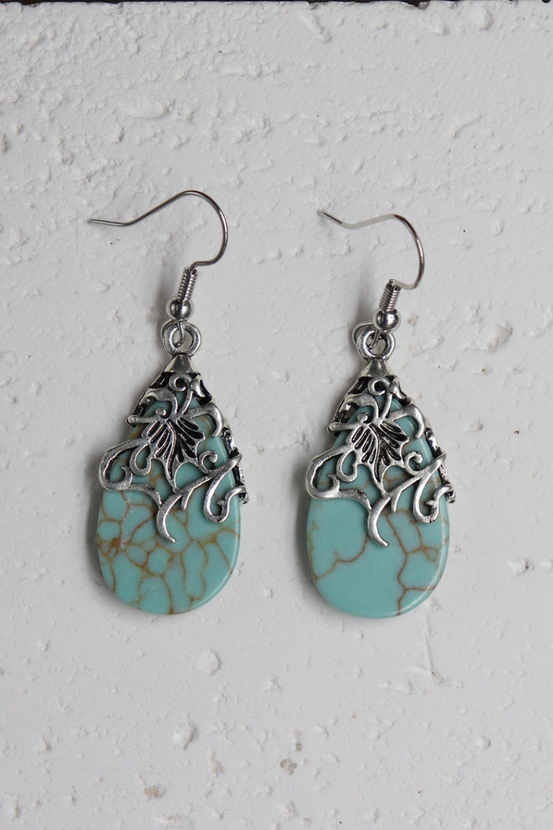 Ethnic Openwork Earrings – Carved Turquoise Inlay💎 Leto Collection