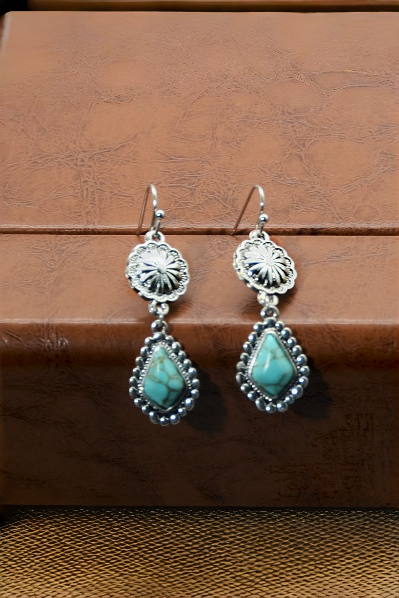 Vintage Floral Earrings – Boho Turquoise Accent💎 Leto Collection