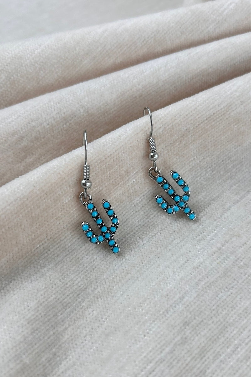 Turquoise Cactus Drop Earrings - Bohemian Desert Style 🌵 Leto Collection