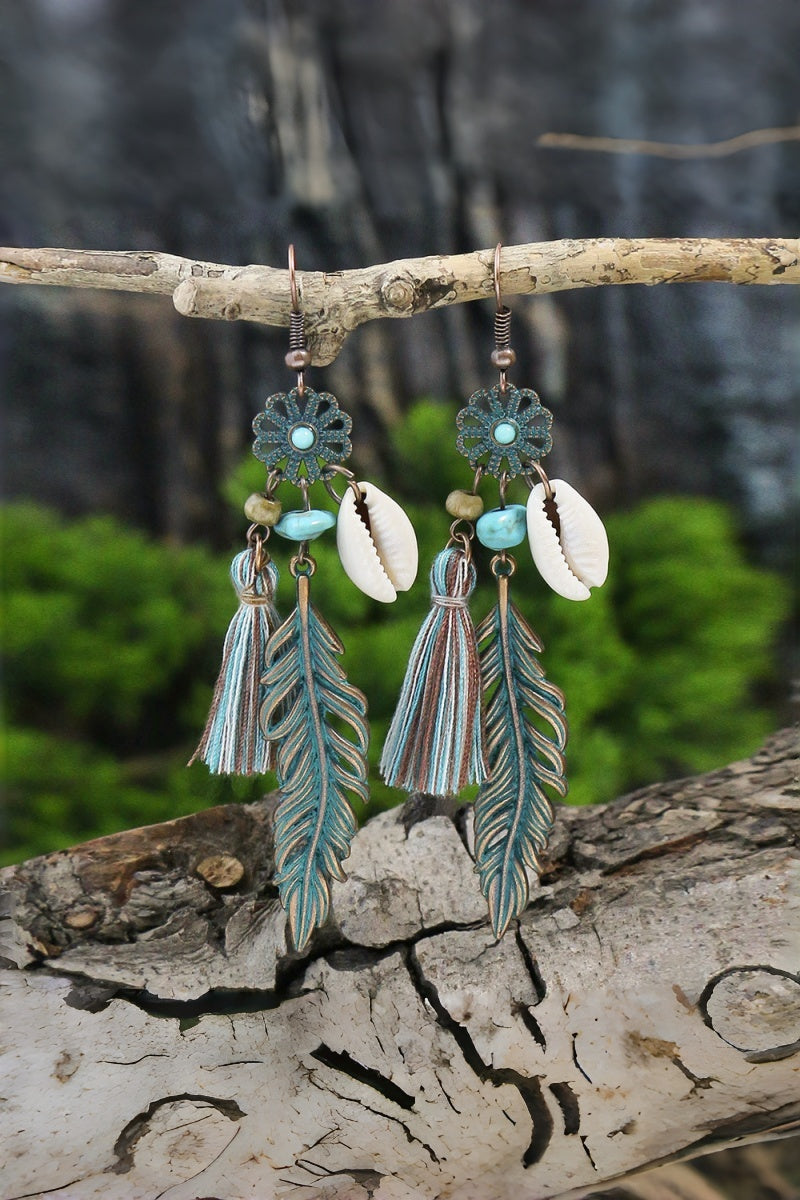 Bohemian Fringe Earrings – Feather Motif & Dancing Tassels 🌿✨ Leto Collection