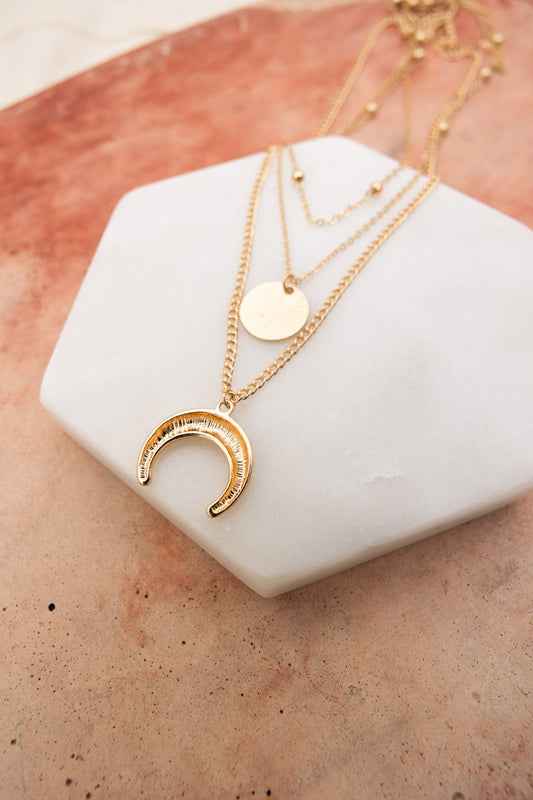 Moon Knight Layered Gold Necklace 🌜 Leto Collection