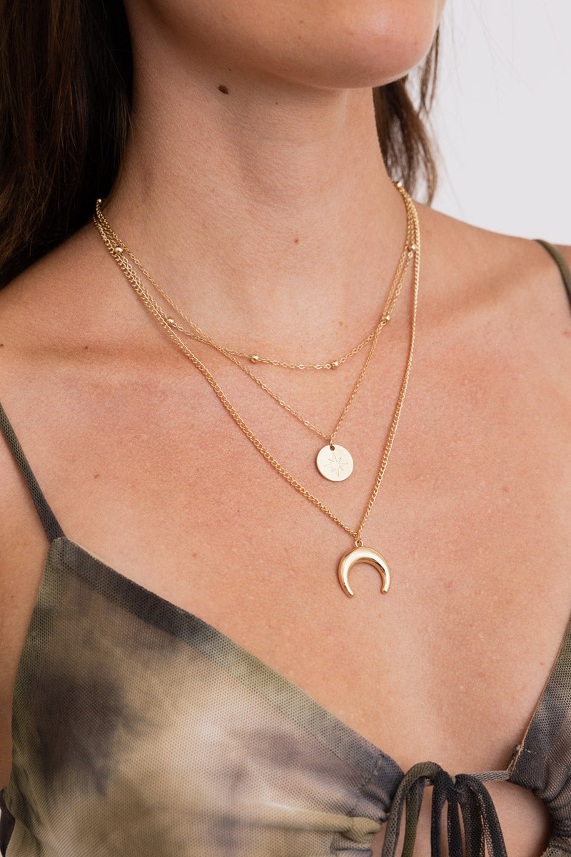 Moon Knight Layered Gold Necklace 🌜 Leto Collection