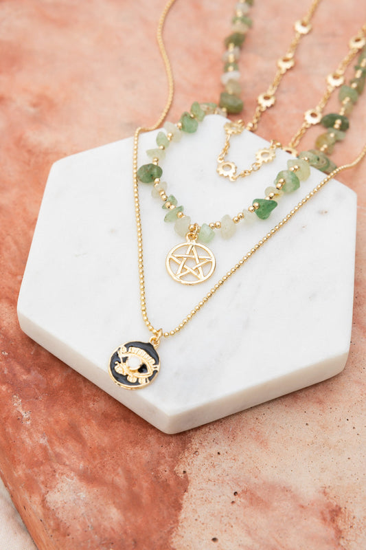 🪬 Mystic Emerald Enclave Necklace – Ancient Boho Vibes Leto Collection