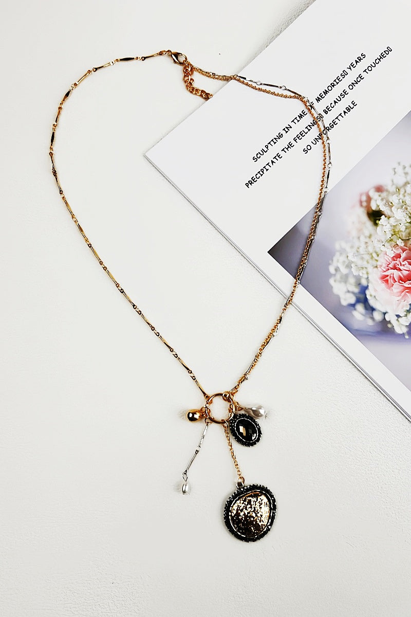 Multi-Pearl & Crystal Pendant Necklace ā Layered Sparkle for Her š Leto Collection