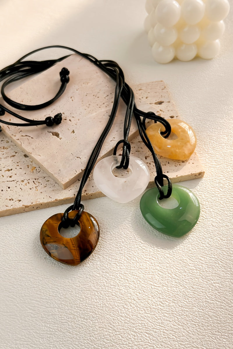 Hollow Heart Gemstone Pendant Necklace for Women – Delicate & Meaningful 💎 Leto Collection