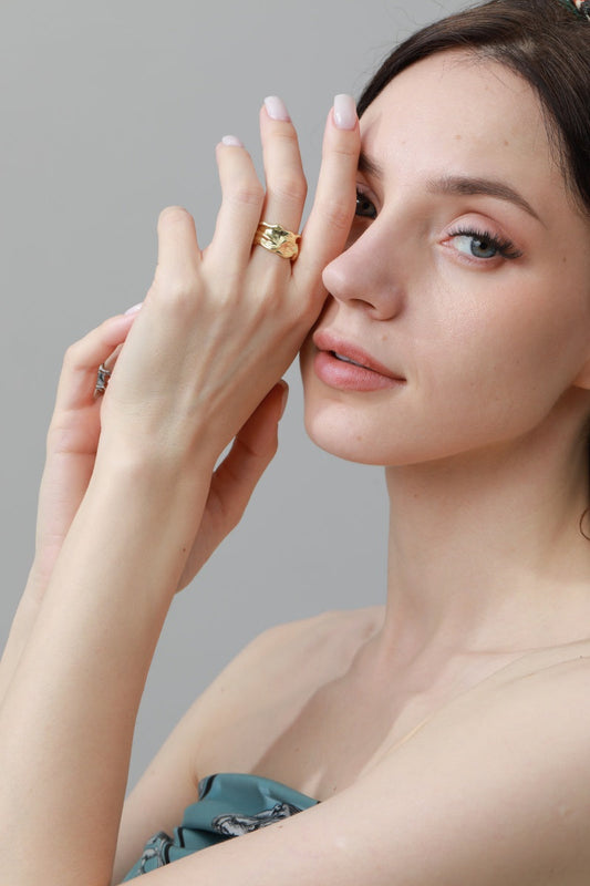 Luxe Asymmetrical Nugget Rings – Minimalist Open-Band Jewelry 🌟⛓️ Leto Collection