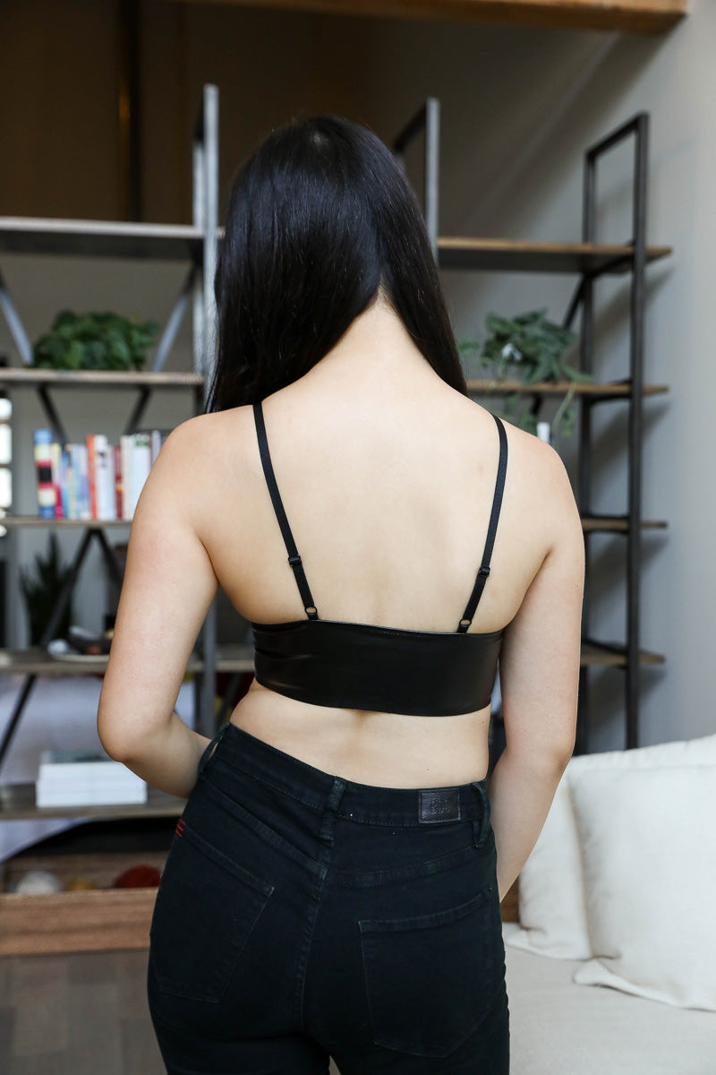Posh Faux Leather Longline Bralette Leto Collection