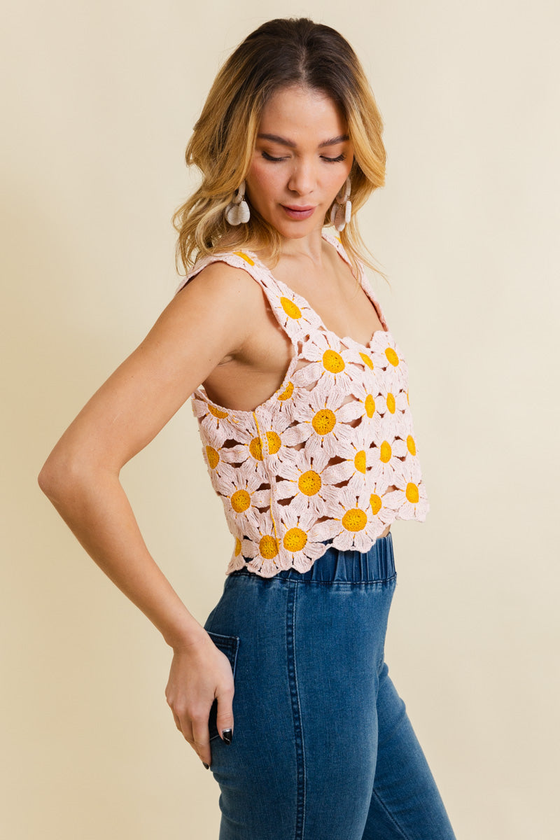 Spring Daisy Crochet Crop Top Leto Collection