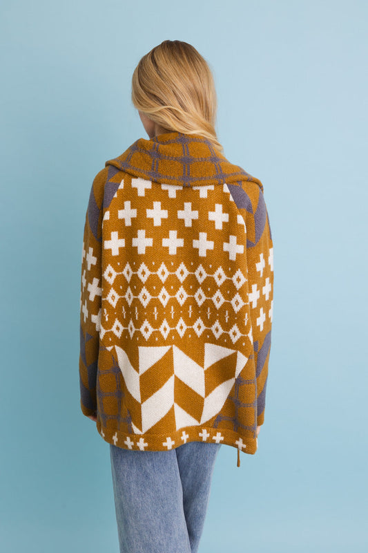 Sierra Spirit Geometric Street Style Knit Cardigan Leto Collection