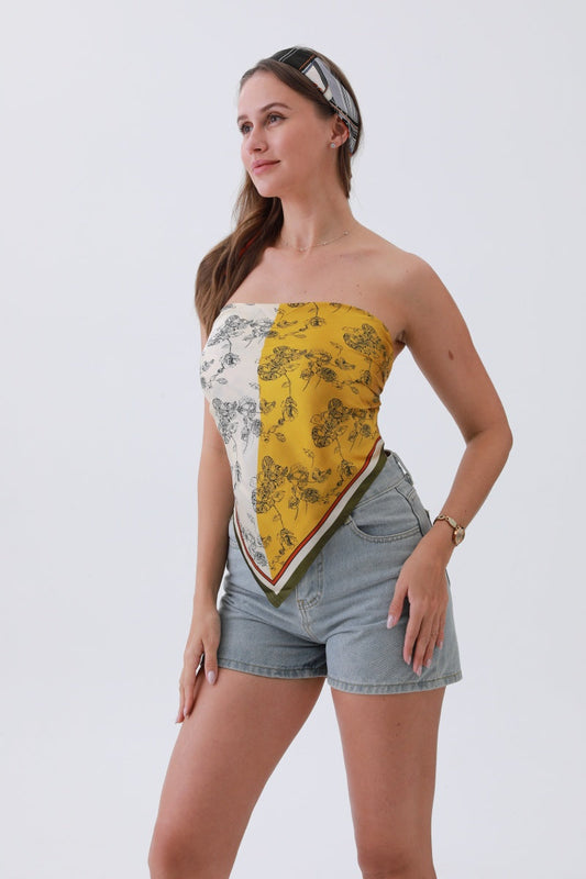Gilded Ivy Bandana – Oversized Silk & Botanical Glam🌿✨ Leto Collection