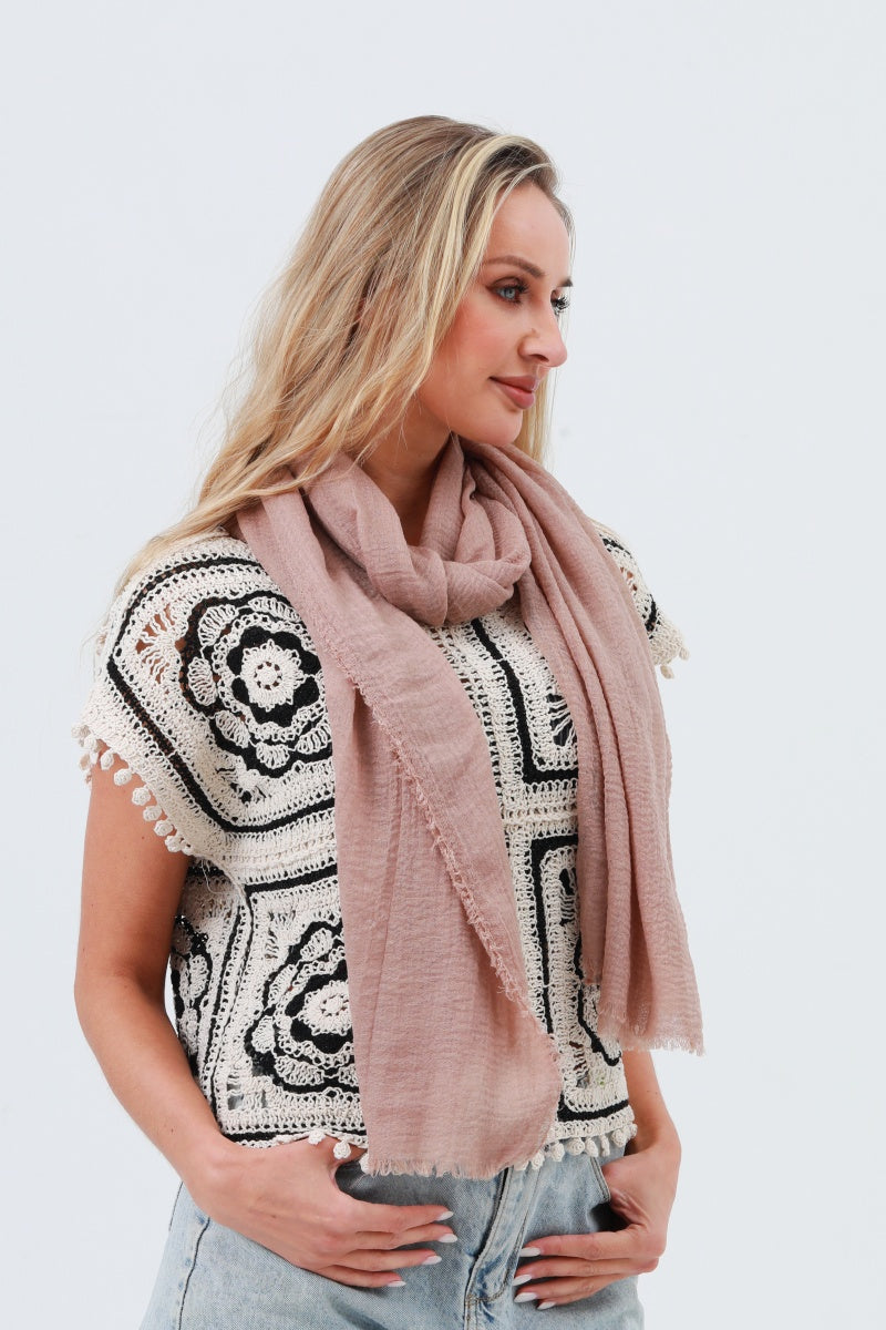 Crinkle Fringe Oblong Scarf ā Lightweight & Soft Wrap š¬ļøš§£ Leto Collection