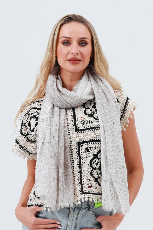 Tie-Dye Ribbed Oblong Scarf – Fringed & Artistic Wrap 🎨🧣 Leto Collection
