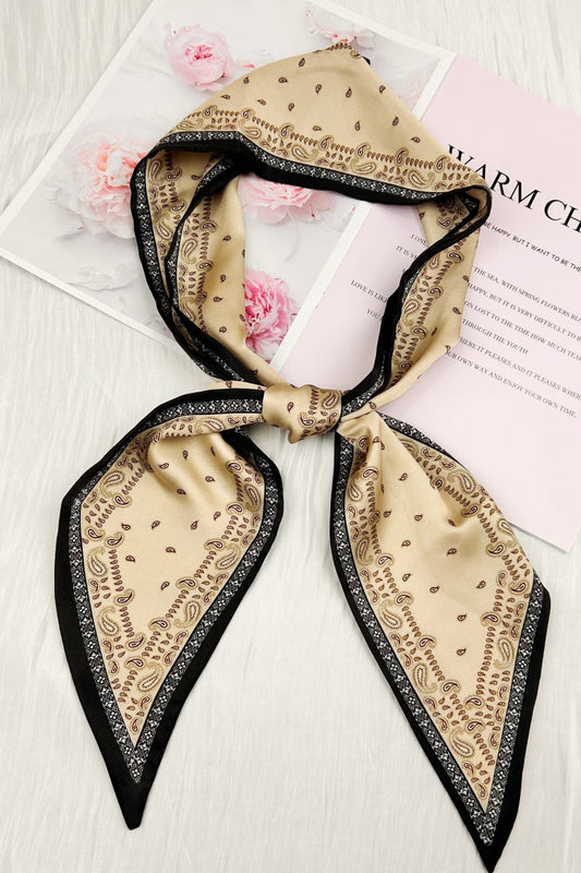 Timeless Bohemian: Classic Paisley Satin Silky Skinny Scarf Leto Collection