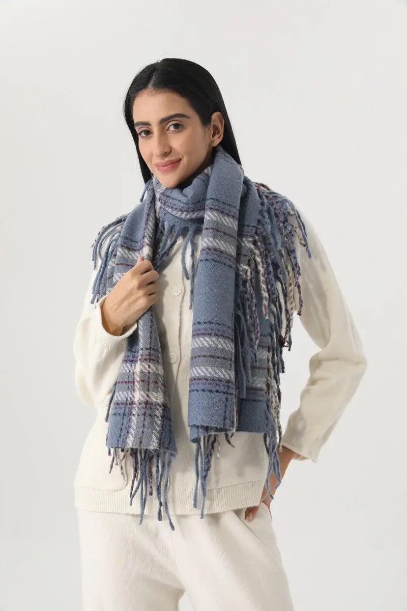 Vintage Plaid Tassel Women Warm Winter Neck Wrap Shawl 🧣🍂 leto-collection