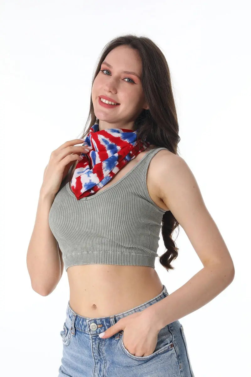 Patriotic Tie Dye Bandana – Square Scarf Leto Collection