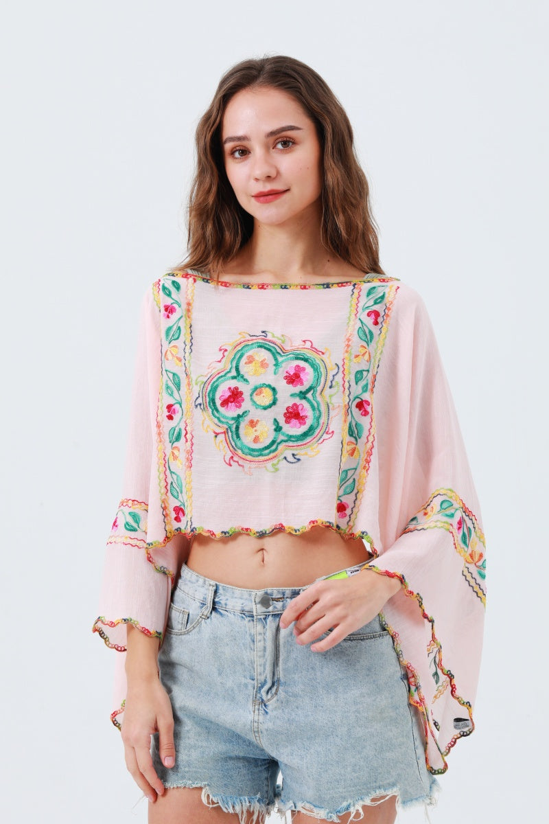 Delicate Floral Line Embroidery Kimono – Breezy Spring & Summer Layer 🌸 Leto Collection