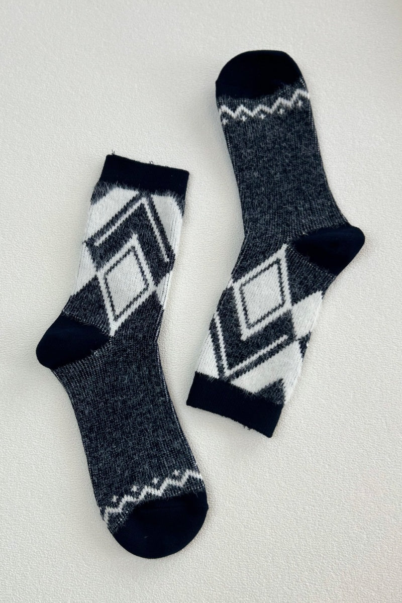 Faux Mohair Diamond Pattern Socks Leto Collection