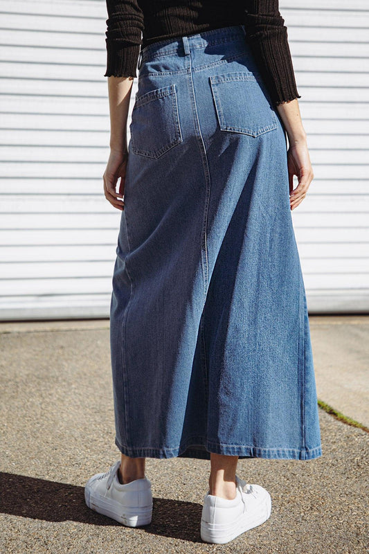 Sweet Talking Denim Midi Skirt in 20lig 20ind14 — Soul Flow Apparel
