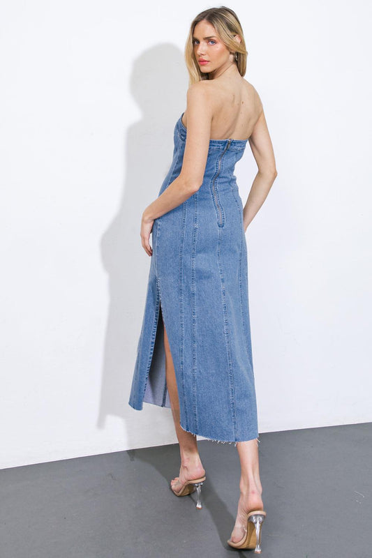 You're Thriving Denim Midi Dress in 20med 20ind22 — Soul Flow Apparel